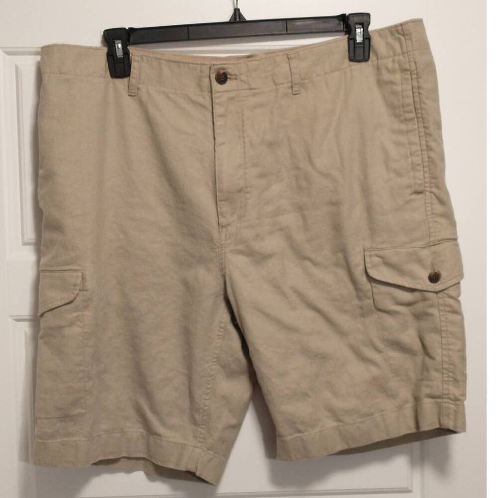 Caribbean Men’s Size 42 Brown Linen Blend Cargo Shorts Resort Vacation Casual